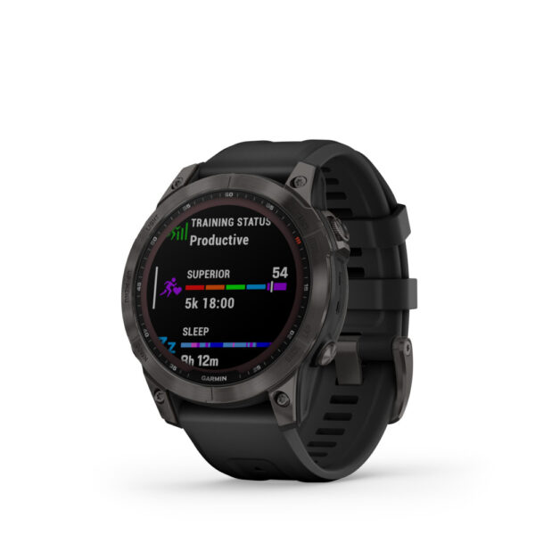 Garmin - Fenix 7 Sapphire Solar Multisports GPS Ur Carbon Grå