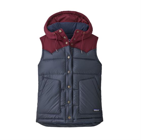 Patagonia Womens Bivy Hooded Vest, Smolder Blue / Chicory Red